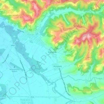 Baccanella topographic map, elevation, terrain