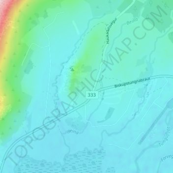 Strokkur topographic map, elevation, terrain