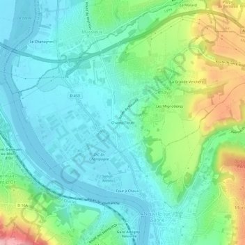 Champ Fleuri topographic map, elevation, terrain