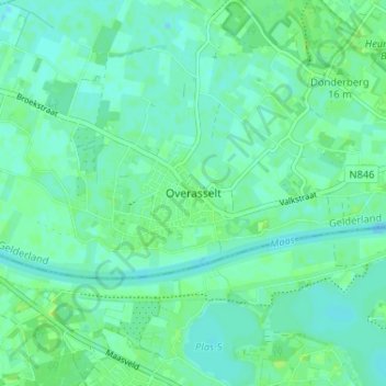 Overasselt topographic map, elevation, terrain