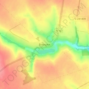 Bilashky topographic map, elevation, terrain