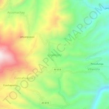 Qasanqay topographic map, elevation, terrain