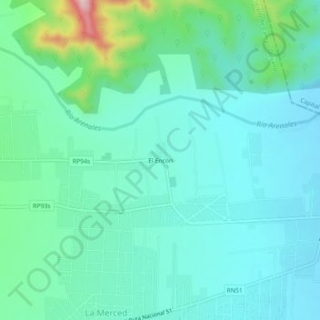 El Encón topographic map, elevation, terrain