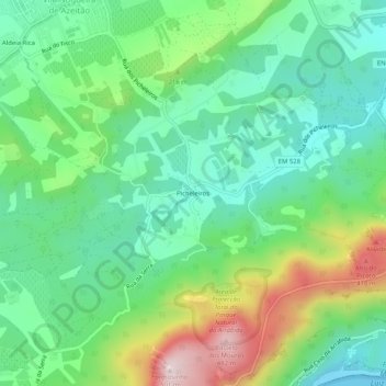 Picheleiros topographic map, elevation, terrain