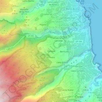 Orotava topographic map, elevation, terrain