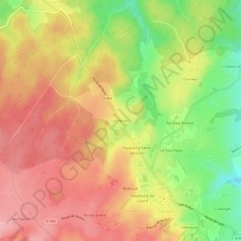Le Perron topographic map, elevation, terrain