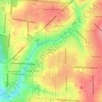Campos do Iguaçu topographic map, elevation, terrain