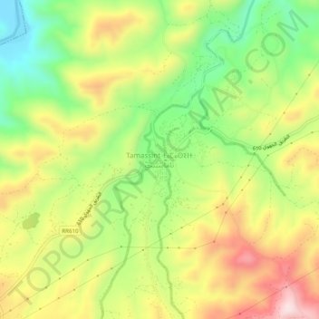 Tamassint topographic map, elevation, terrain