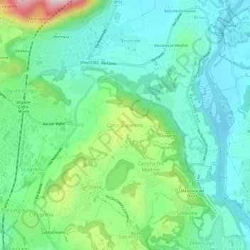 Calco Superiore topographic map, elevation, terrain
