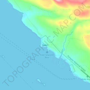 Kake topographic map, elevation, terrain