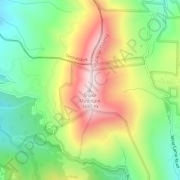 Snake Mountain topographic map, elevation, terrain