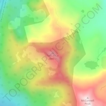 Tells Peak topographic map, elevation, terrain