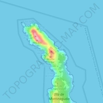 Monte Agudo topographic map, elevation, terrain