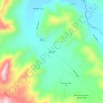 Quelén topographic map, elevation, terrain