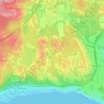 Porsgatan topographic map, elevation, terrain