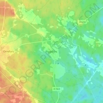 Flygsfors topographic map, elevation, terrain