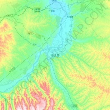 靖远县 topographic map, elevation, terrain