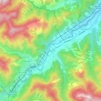 Popolano topographic map, elevation, terrain