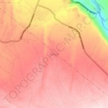Sitinjo topographic map, elevation, terrain