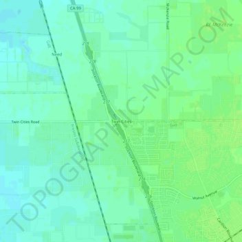 Twin Cities topographic map, elevation, terrain