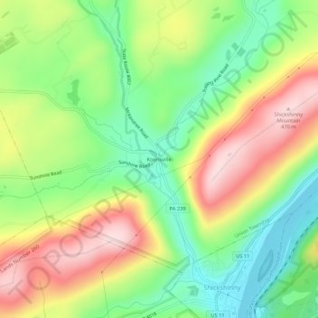 Koonsville topographic map, elevation, terrain