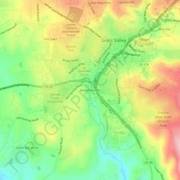 Boston Ravine topographic map, elevation, terrain