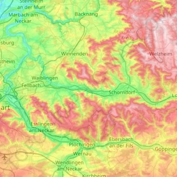 Remshalden topographic map, elevation, terrain