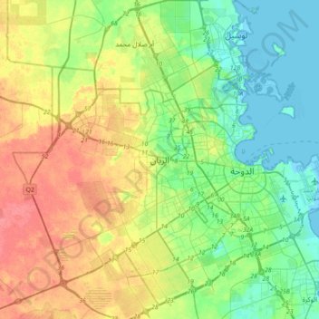Al Rayyan Topographic Map, Elevation, Terrain
