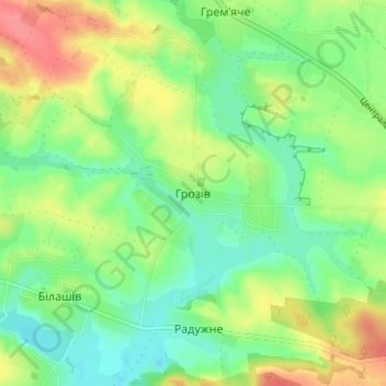 Hroziv topographic map, elevation, terrain
