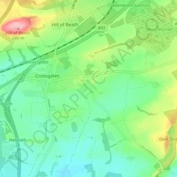 Fordell topographic map, elevation, terrain
