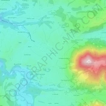 Hundham topographic map, elevation, terrain