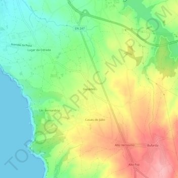 Geraldes topographic map, elevation, terrain
