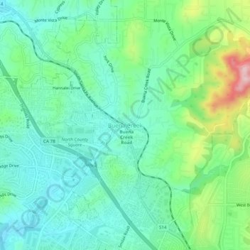 Buena Creek topographic map, elevation, terrain
