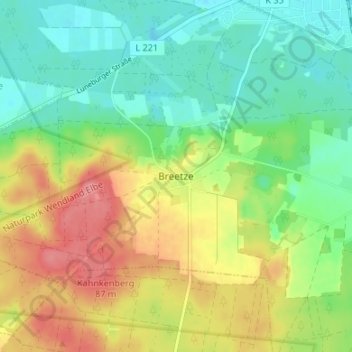 Breetze topographic map, elevation, terrain