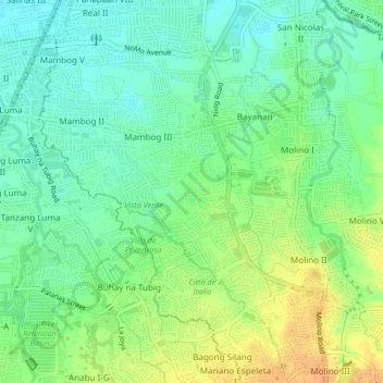 Mambog 4 topographic map, elevation, terrain