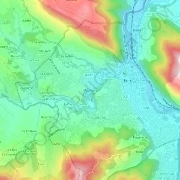 Moulinery topographic map, elevation, terrain
