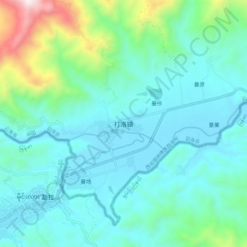 打洛镇 topographic map, elevation, terrain