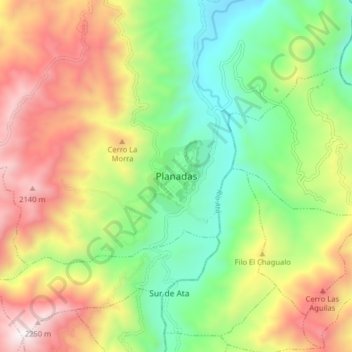 Planadas topographic map, elevation, terrain