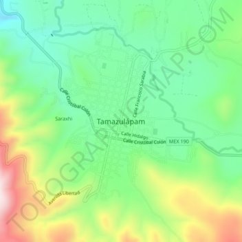 Tamazulápam topographic map, elevation, terrain