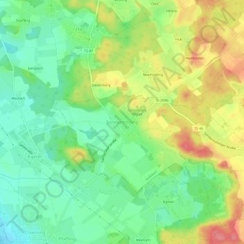 Sondermoning topographic map, elevation, terrain
