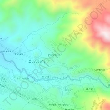 Puentelon topographic map, elevation, terrain