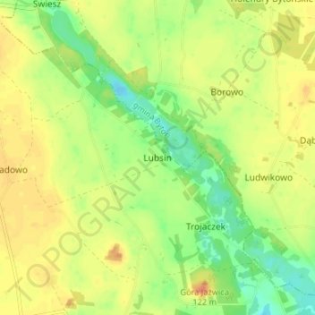 Lubsin topographic map, elevation, terrain