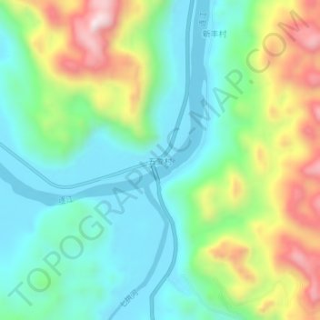 五爱村 topographic map, elevation, terrain