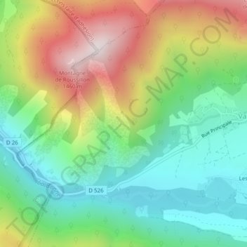 le Rousillon topographic map, elevation, terrain