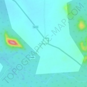 Rampur topographic map, elevation, terrain