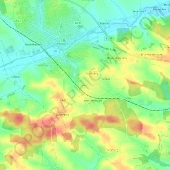 Irlach topographic map, elevation, terrain