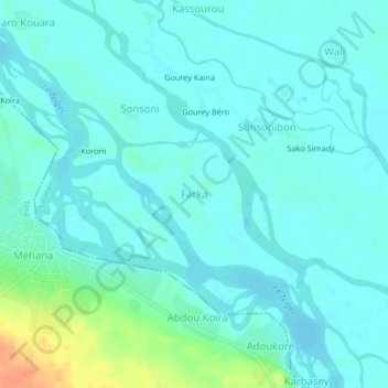 Farka topographic map, elevation, terrain