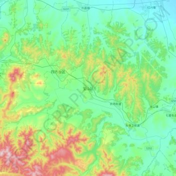 Baoshan topographic map, elevation, terrain
