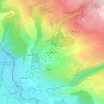 Saint-Baudille topographic map, elevation, terrain