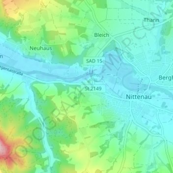 Obermainsbach topographic map, elevation, terrain